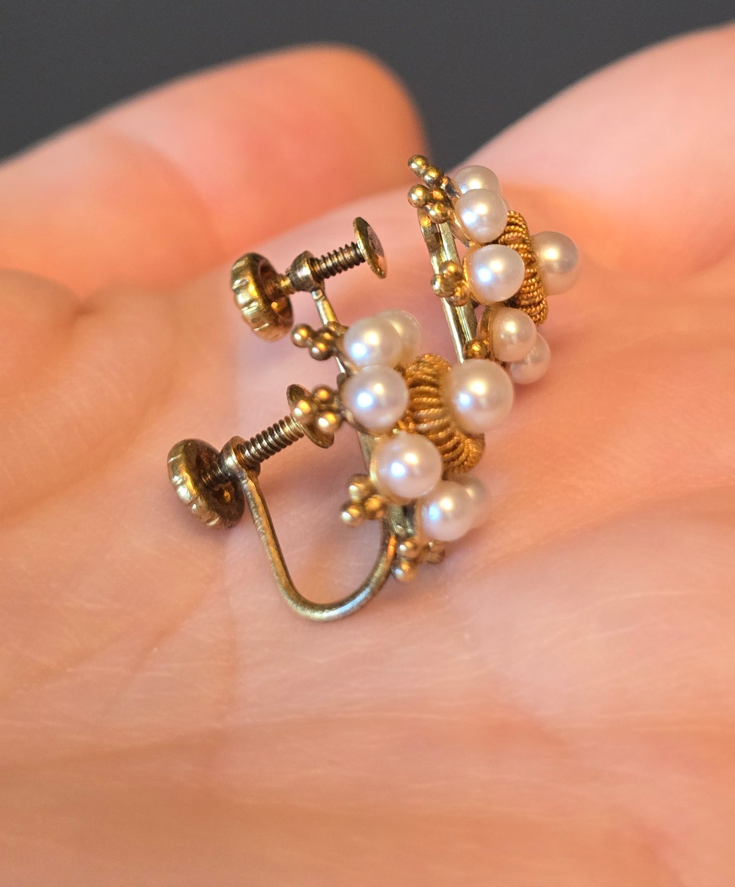 Vintage 14K Gold and Pearl Earrings