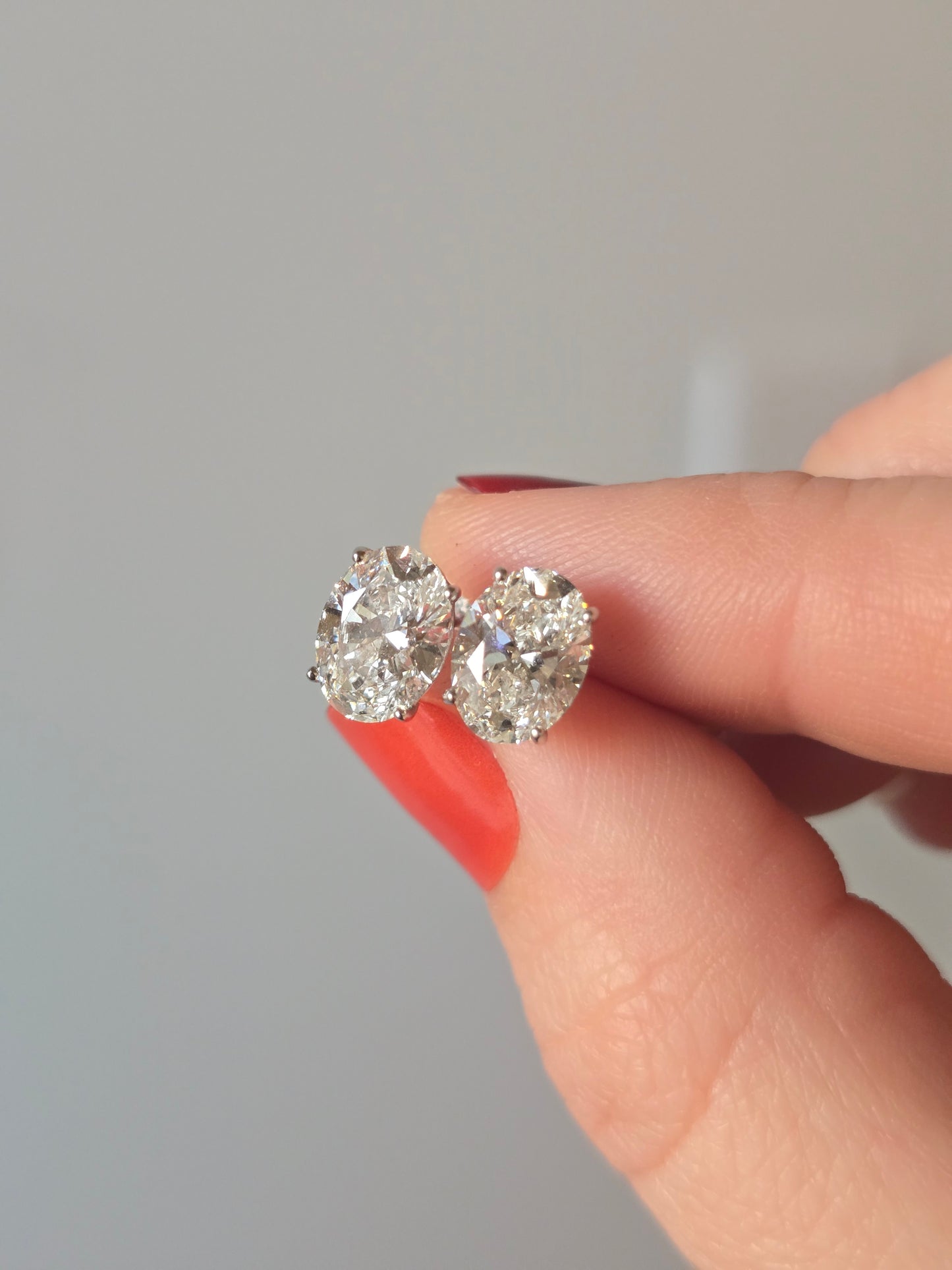 14k White Gold 3.1ct Oval Lab Diamond Studs