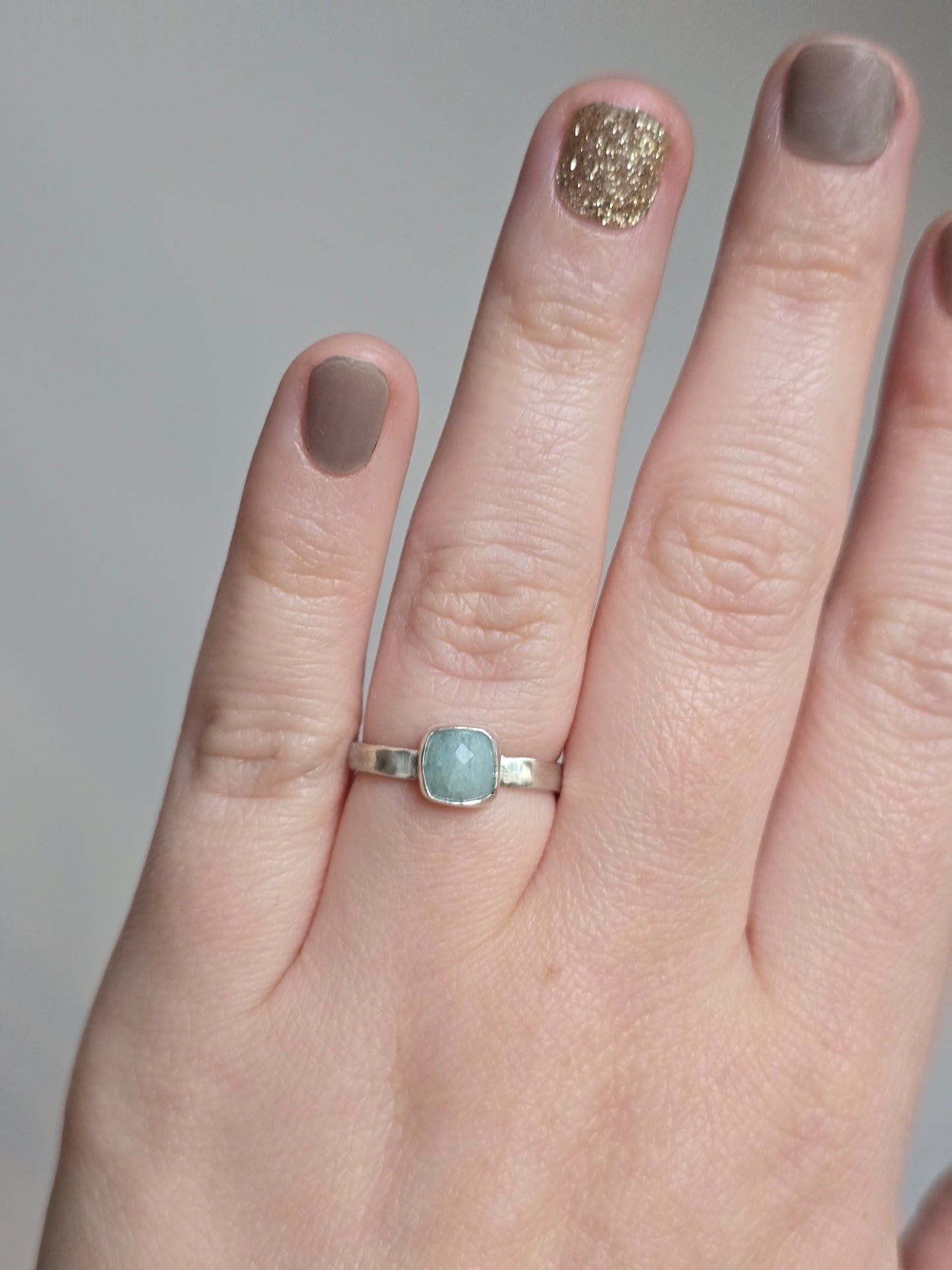 Made to Order - Glow Aquamarine Wide Stacker Ring
