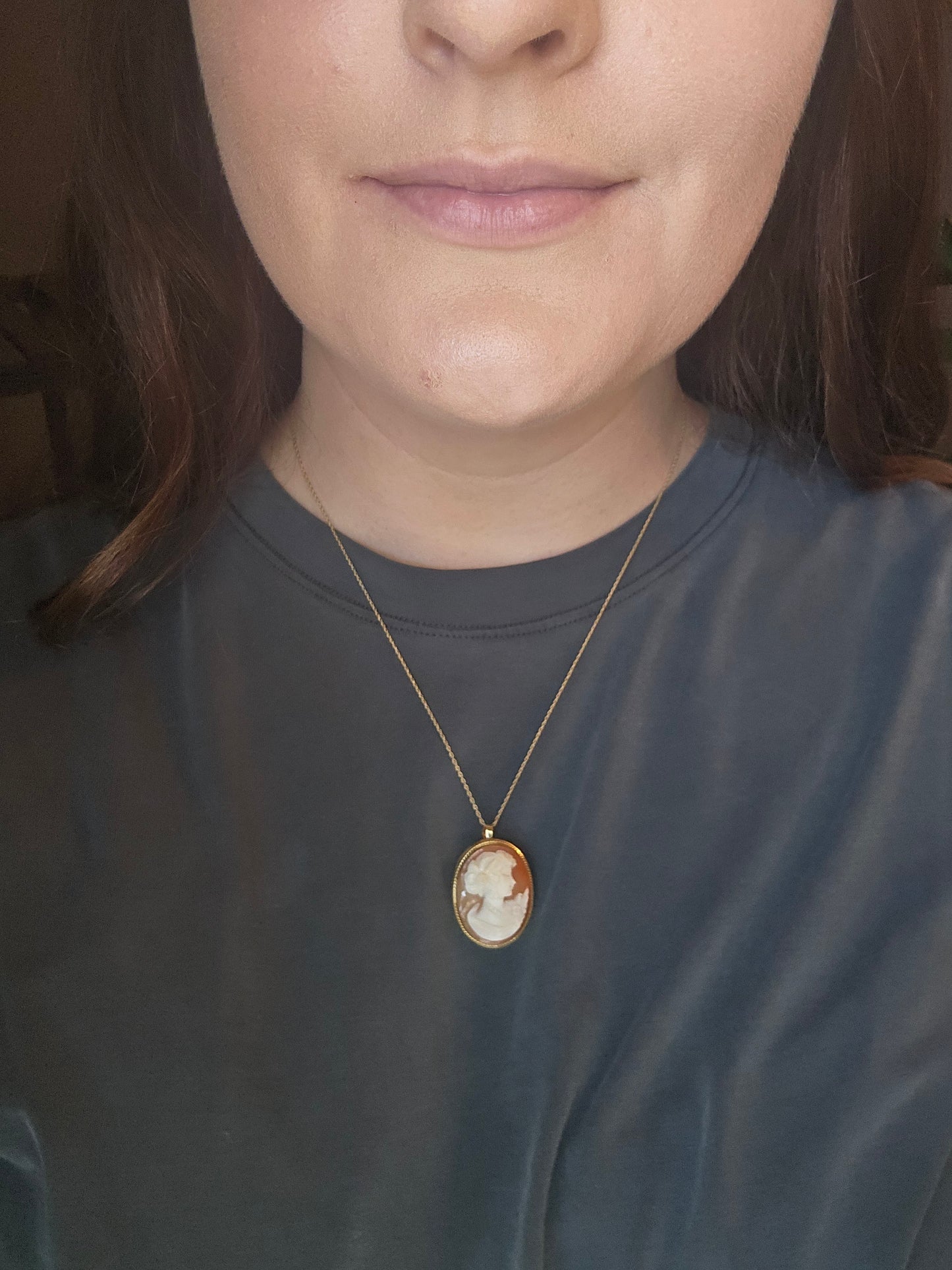 14K Shell Carved Cameo Pendant Conversion