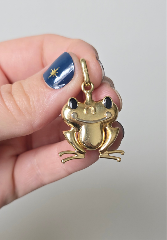 14K Sapphire Frog Pendant