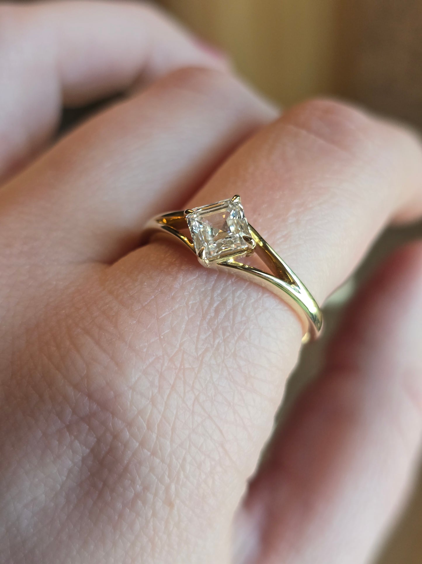 10k Yellow Gold 1ct Asscher Lab Diamond Ring