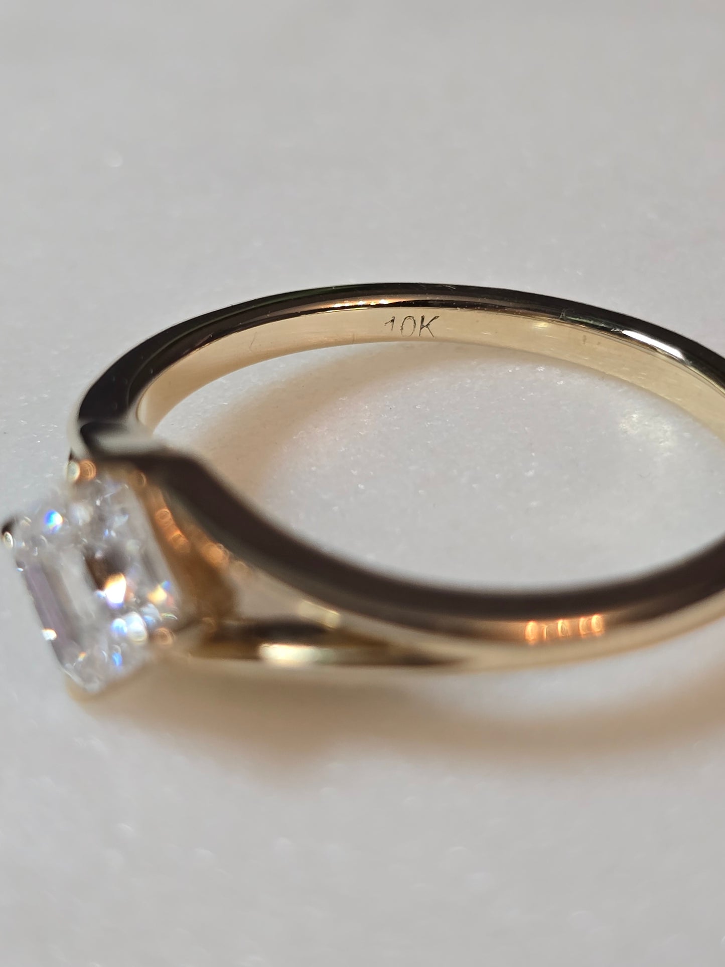 10k Yellow Gold 1ct Asscher Lab Diamond Ring