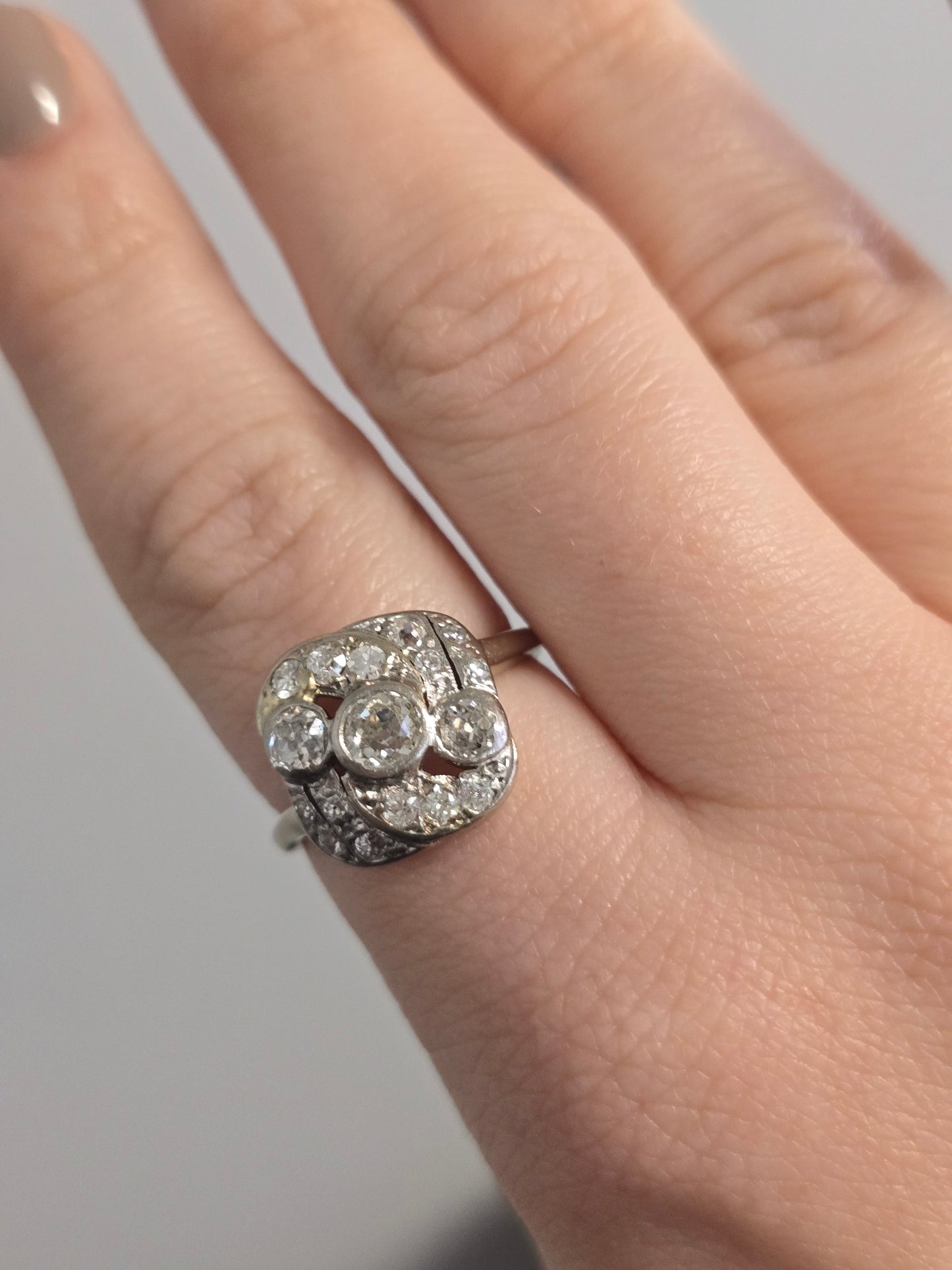 14k White Gold Art Deco Ring