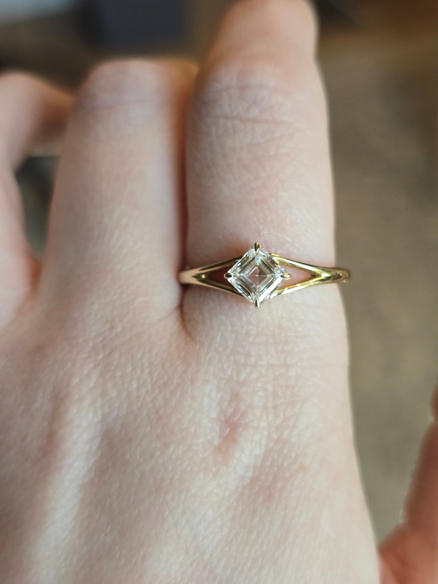 10k Yellow Gold 1ct Asscher Lab Diamond Ring