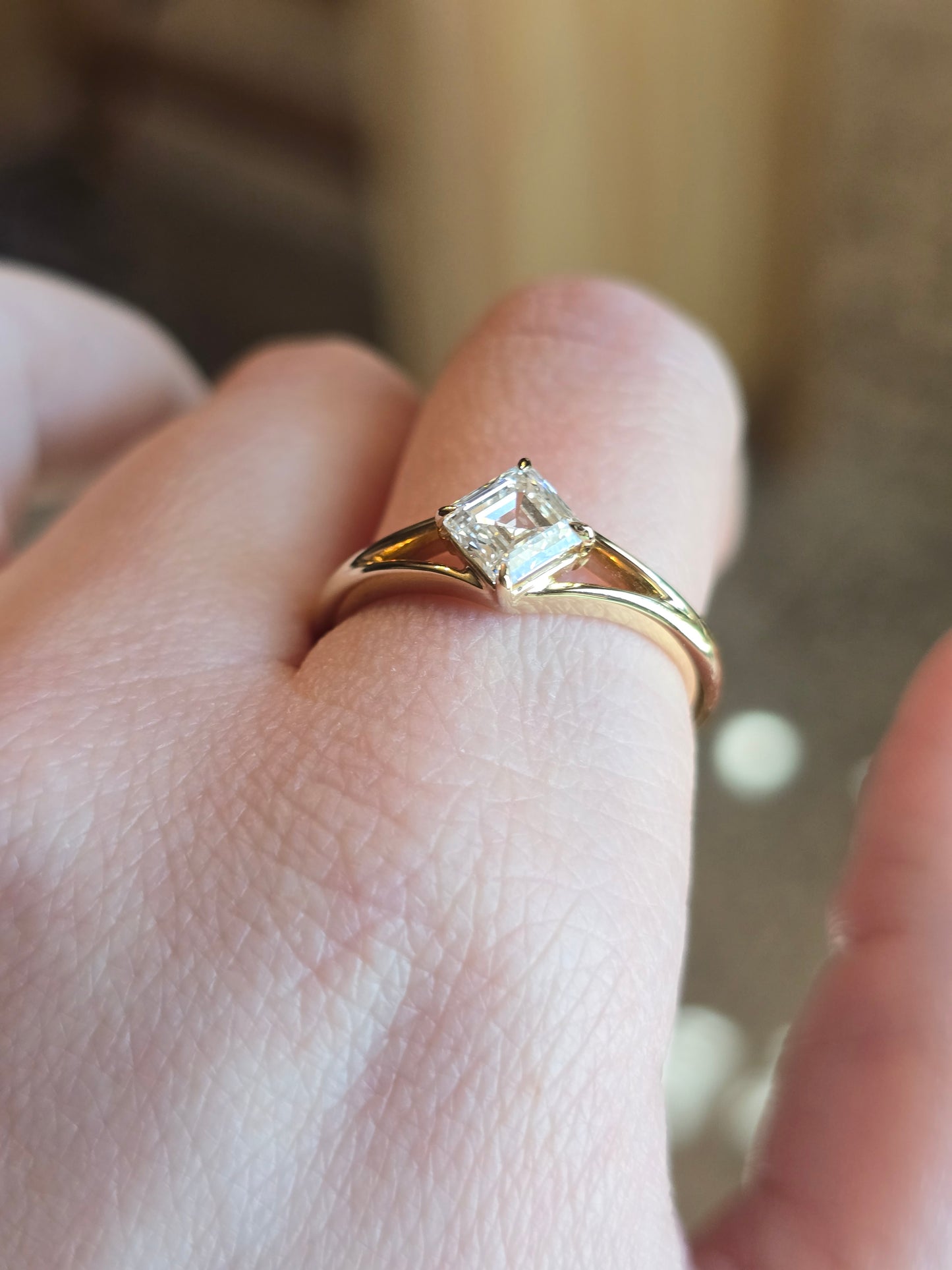 10k Yellow Gold 1ct Asscher Lab Diamond Ring