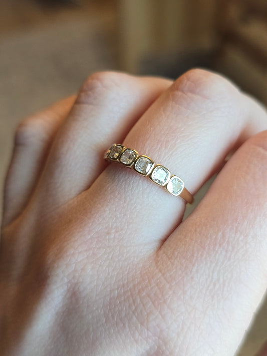 14k 1ct Lab Diamond Cushion Bezel Band