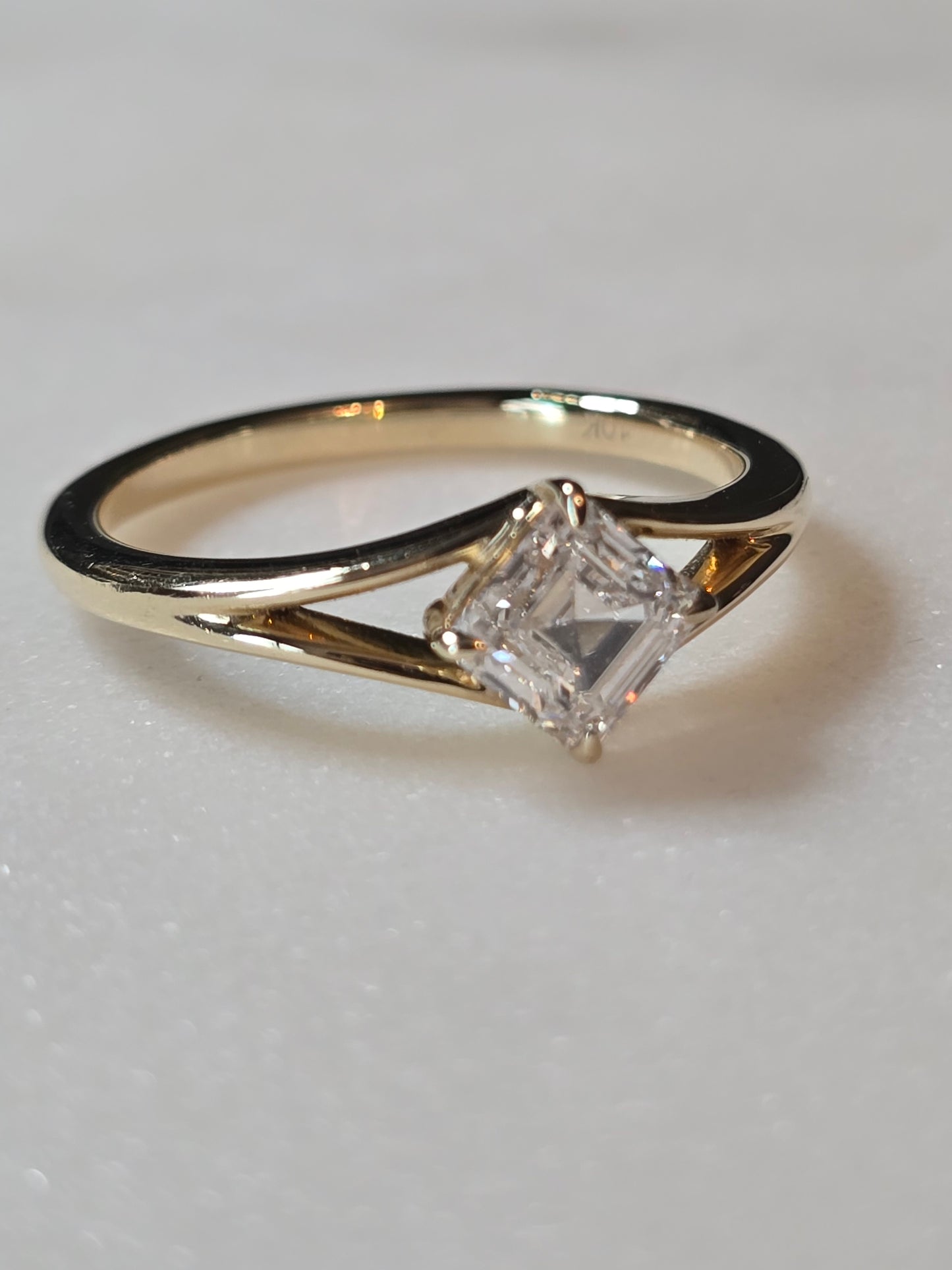 10k Yellow Gold 1ct Asscher Lab Diamond Ring