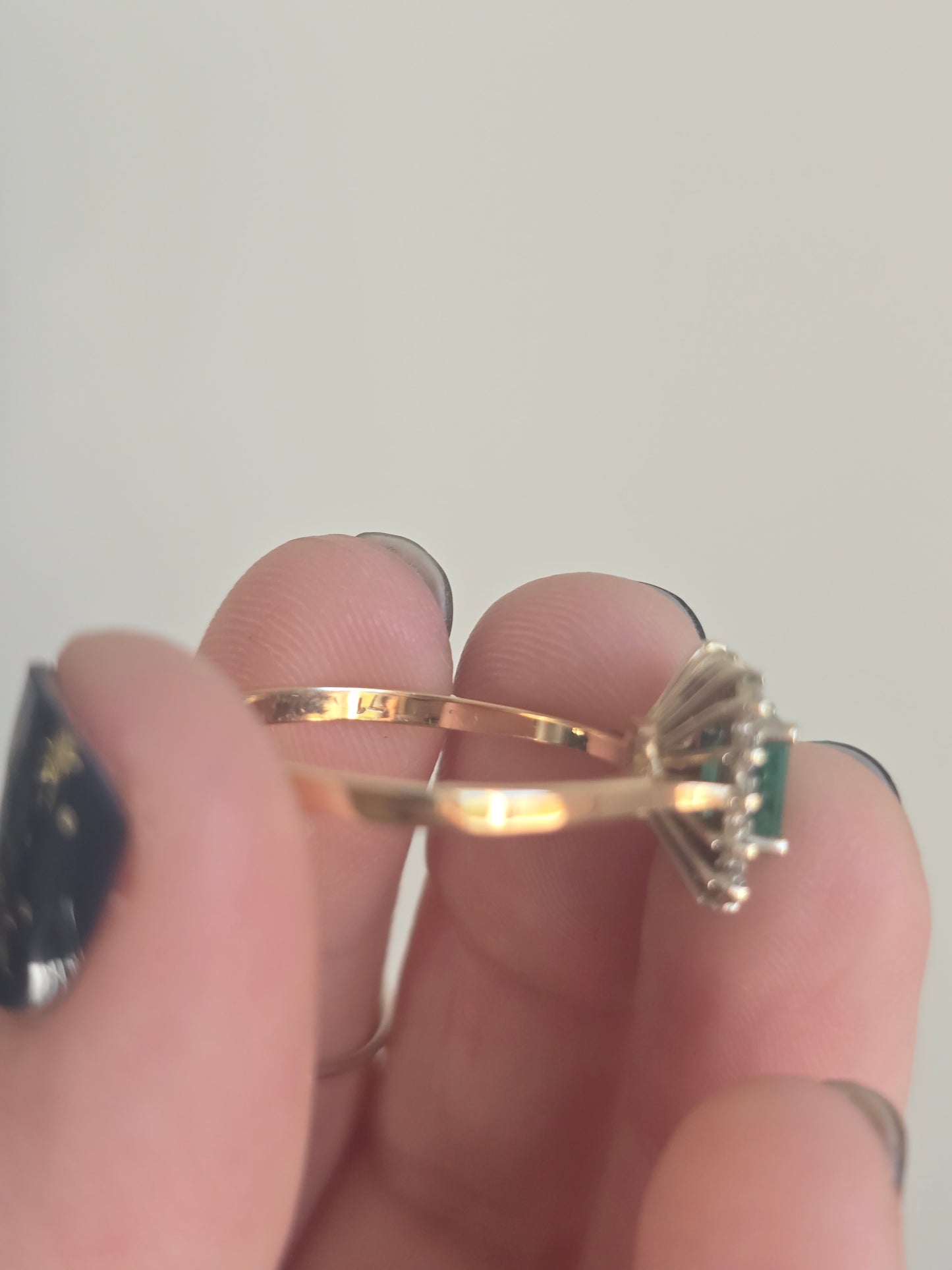 14k Yellow Gold Emerald and Diamond Ring