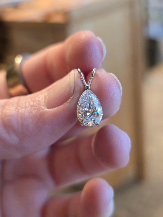 14k White Gold 2ct Lab Diamond Pendant
