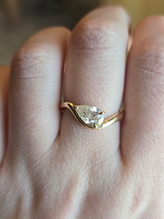 10k 1ct Pear Cut Lab Diamond Ring