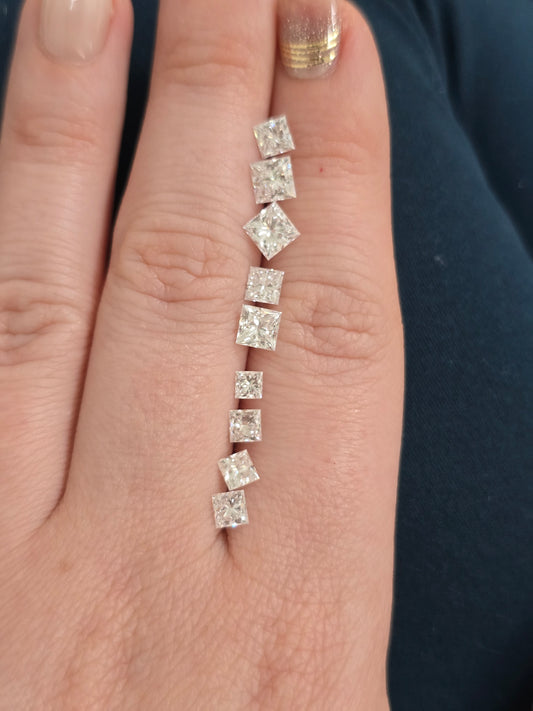 Loose 4.85 CTW Princess Cut Lab Grown Diamond Lot