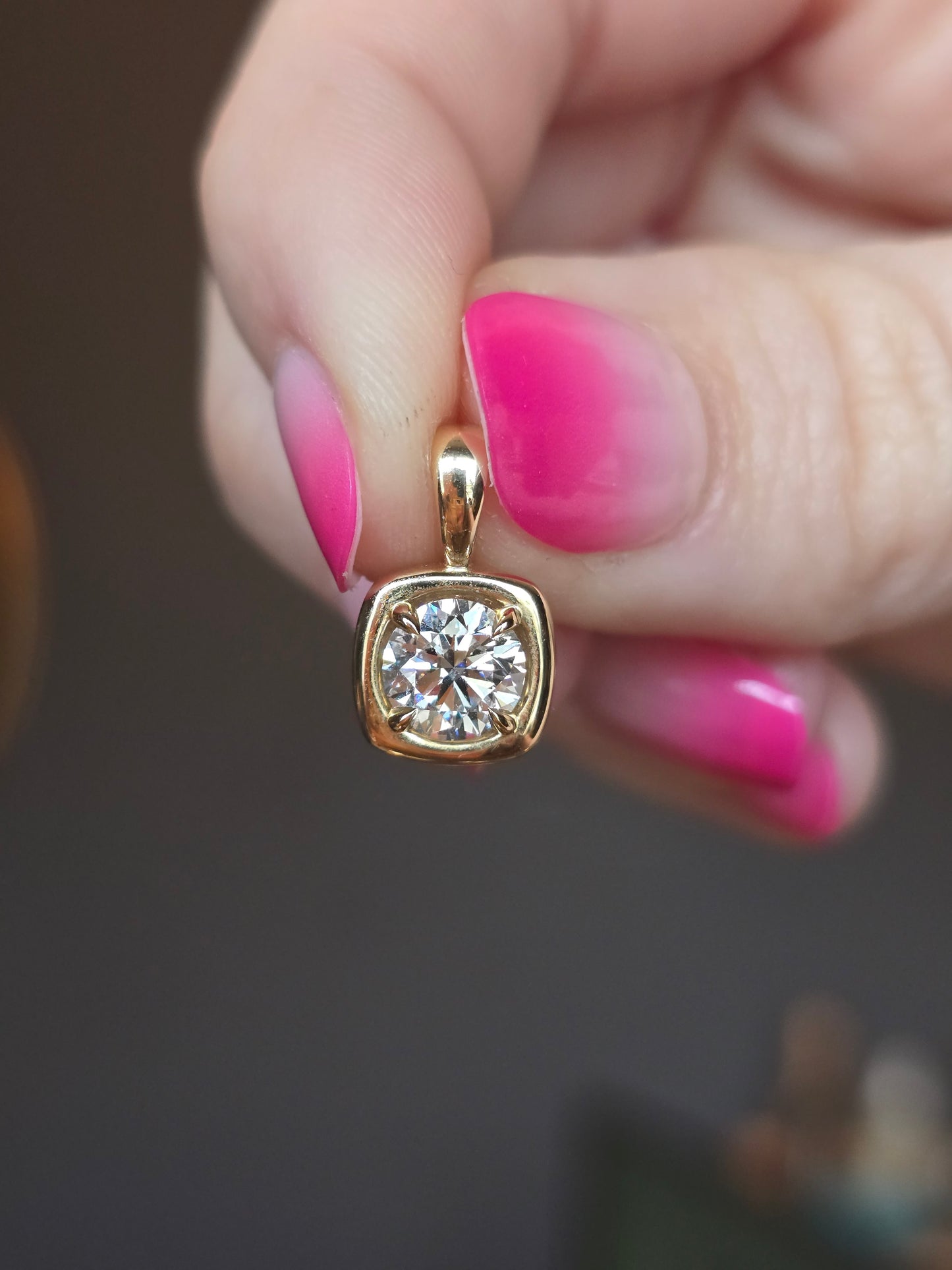14k Yellow Gold 1ct Lab Diamond Pendant