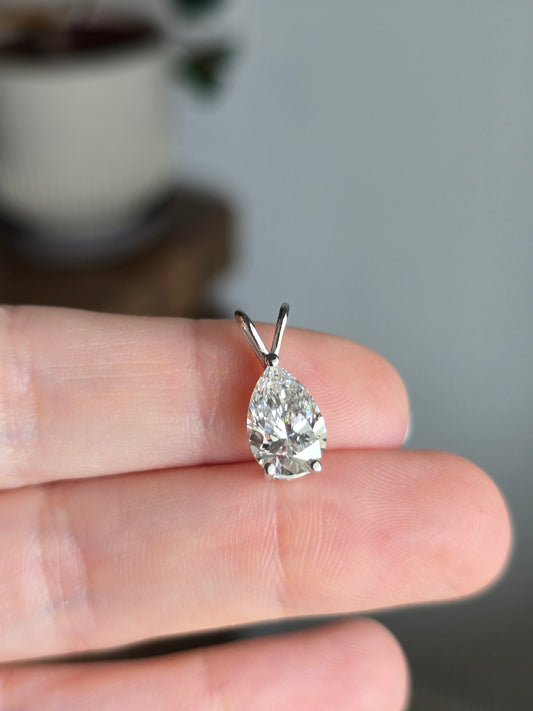 14k White Gold 2ct Lab Diamond Pendant