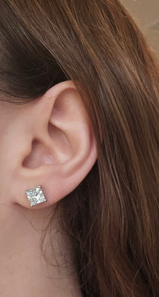 Platinum 2.96 CTW Lab Grown Diamond Stud Earrings with IGI Reports