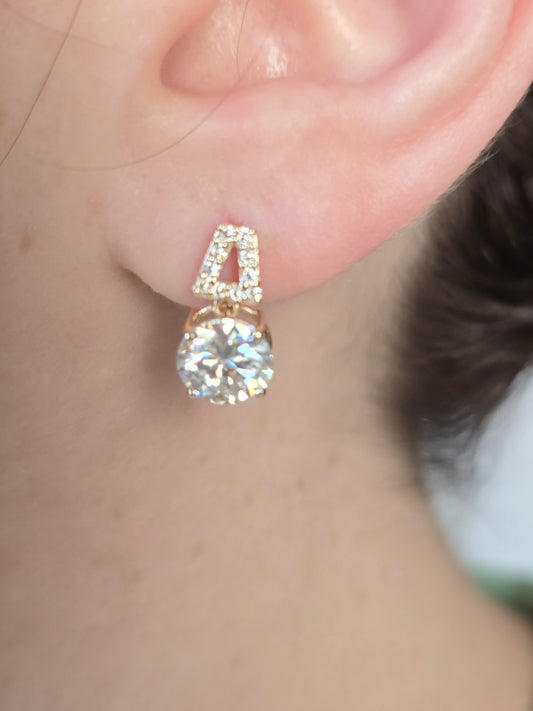 14K Yellow Gold Moissanite Earrings