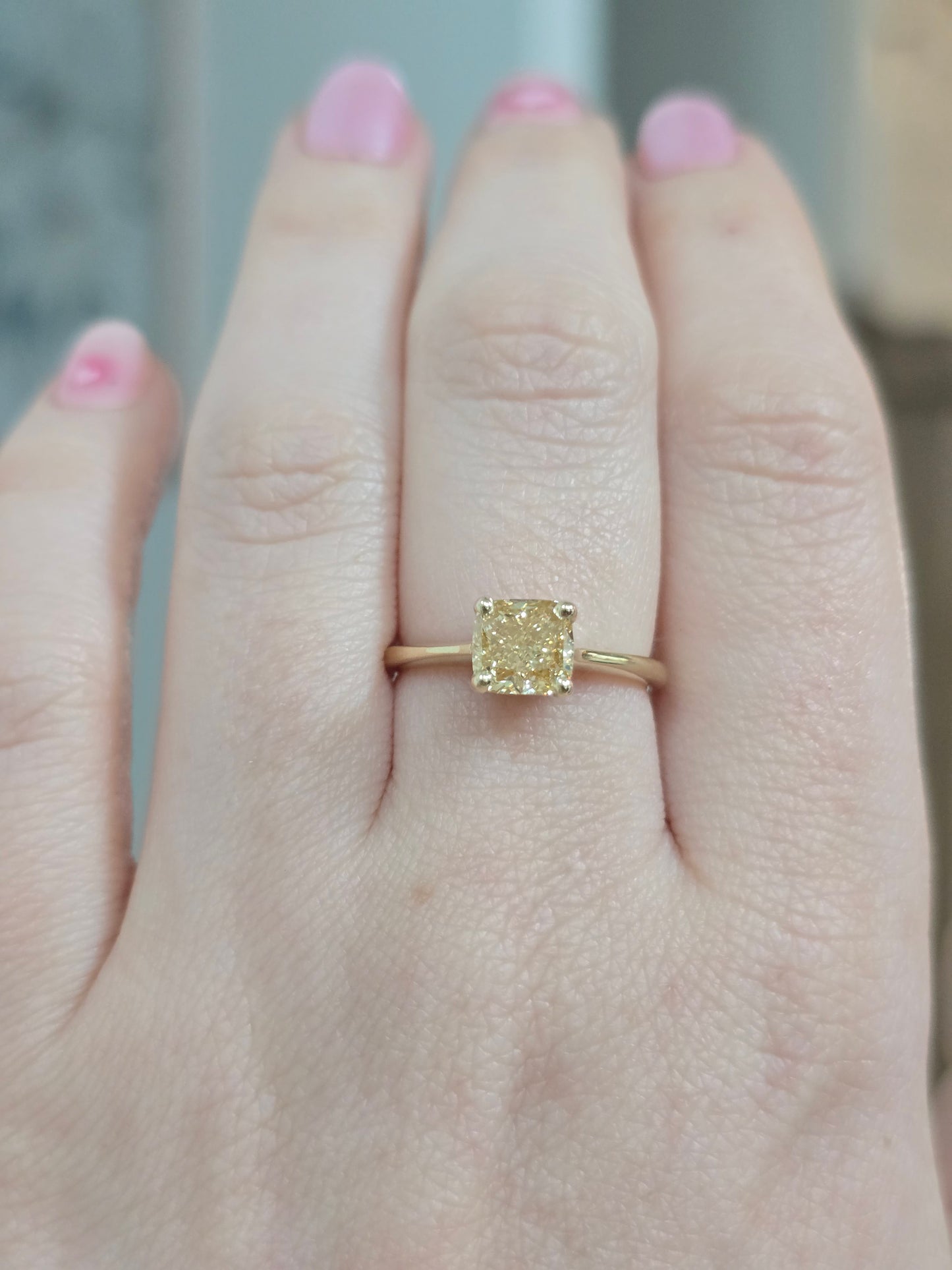 14k Yellow Gold 1.51ct Lab Grown Fancy Yellow Diamond Ring
