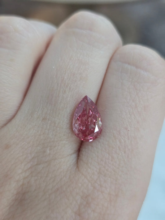 Fancy Pink 3.19ct Pear Lab Grown Diamond