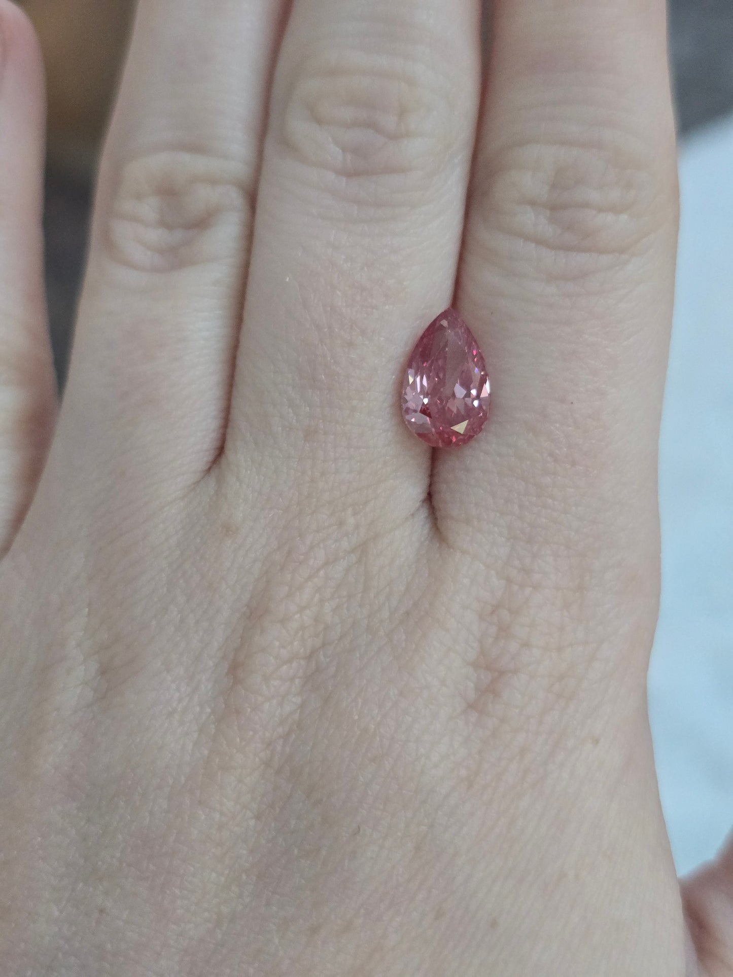 Fancy Pink 3.19ct Pear Lab Grown Diamond