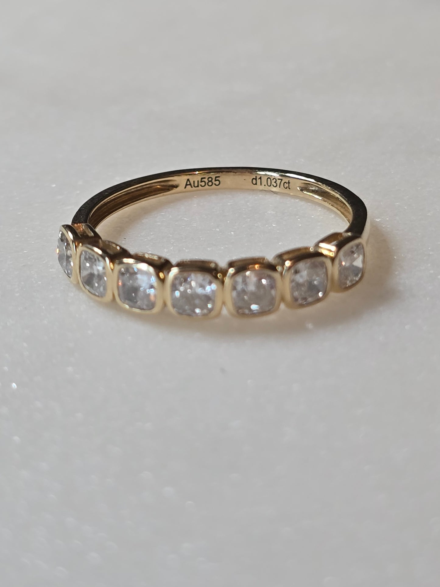 14k 1ct Lab Diamond Cushion Bezel Band