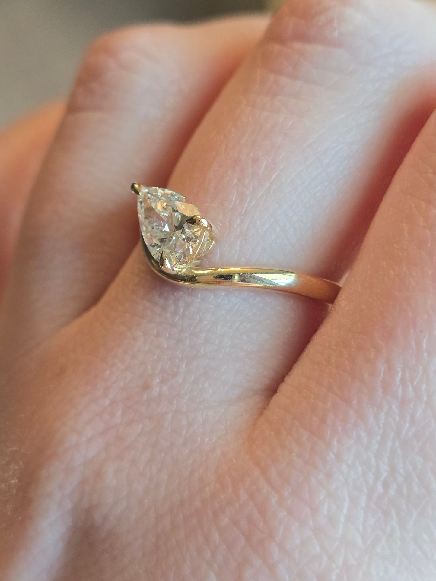 10k 1ct Pear Cut Lab Diamond Ring