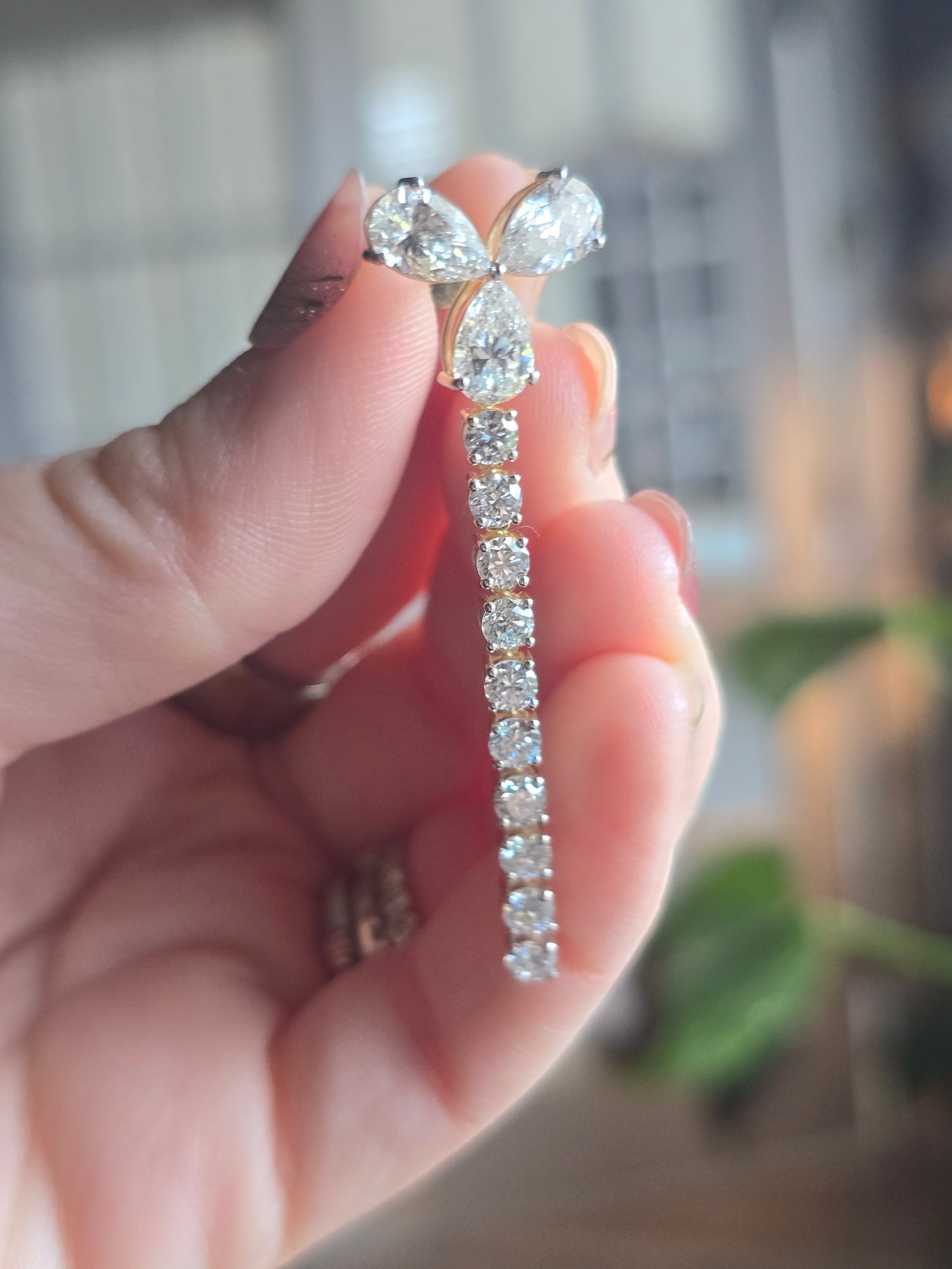 14k Gold 8.13 ct Lab Diamond Dangle Earrings