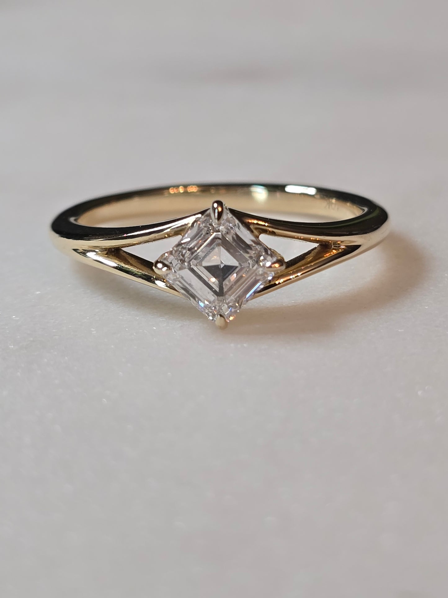 10k Yellow Gold 1ct Asscher Lab Diamond Ring