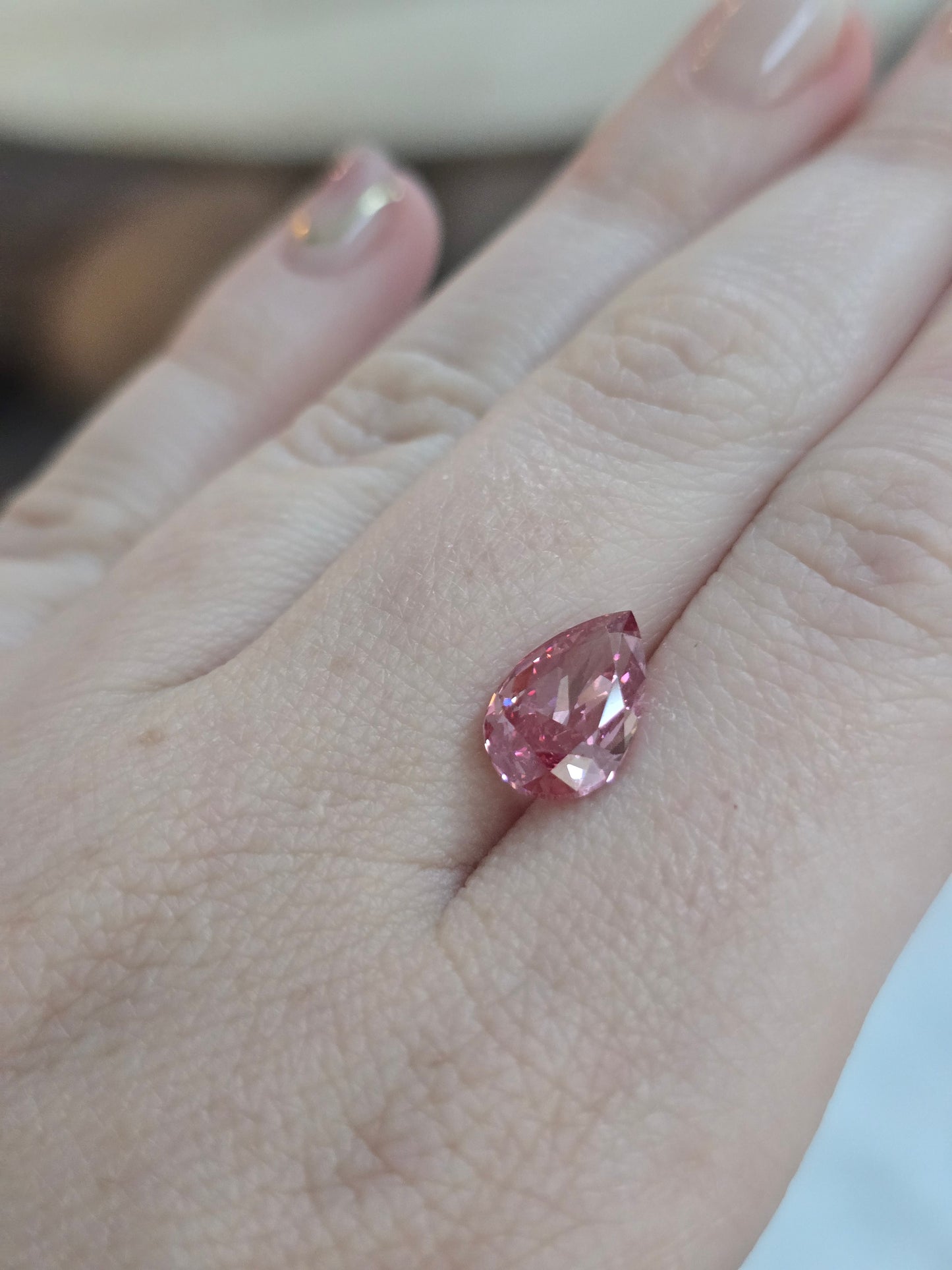 Fancy Pink 3.19ct Pear Lab Grown Diamond