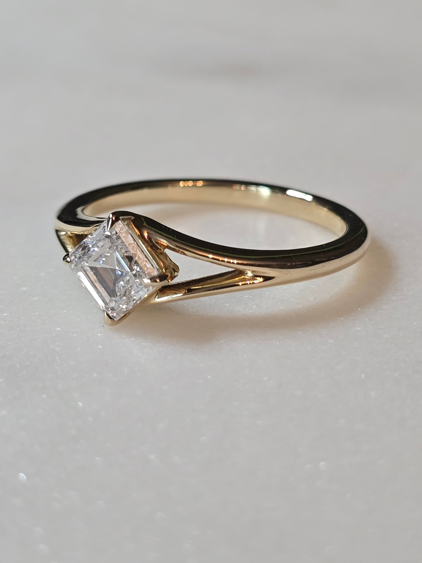 10k Yellow Gold 1ct Asscher Lab Diamond Ring