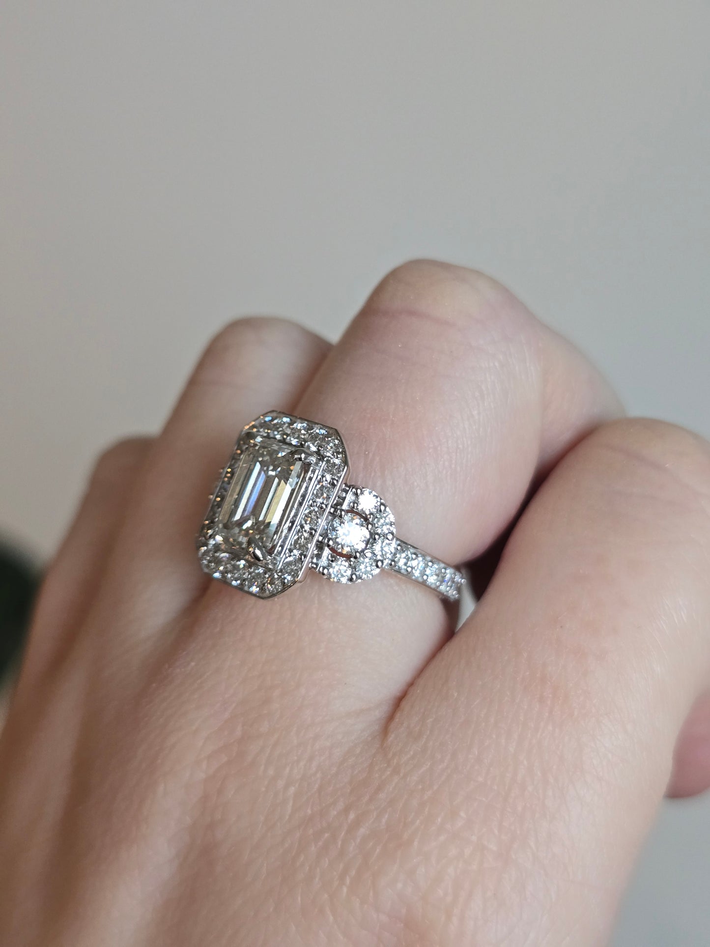 14kt White Gold 4.01ct Emerald Cut Lab Diamond Ring