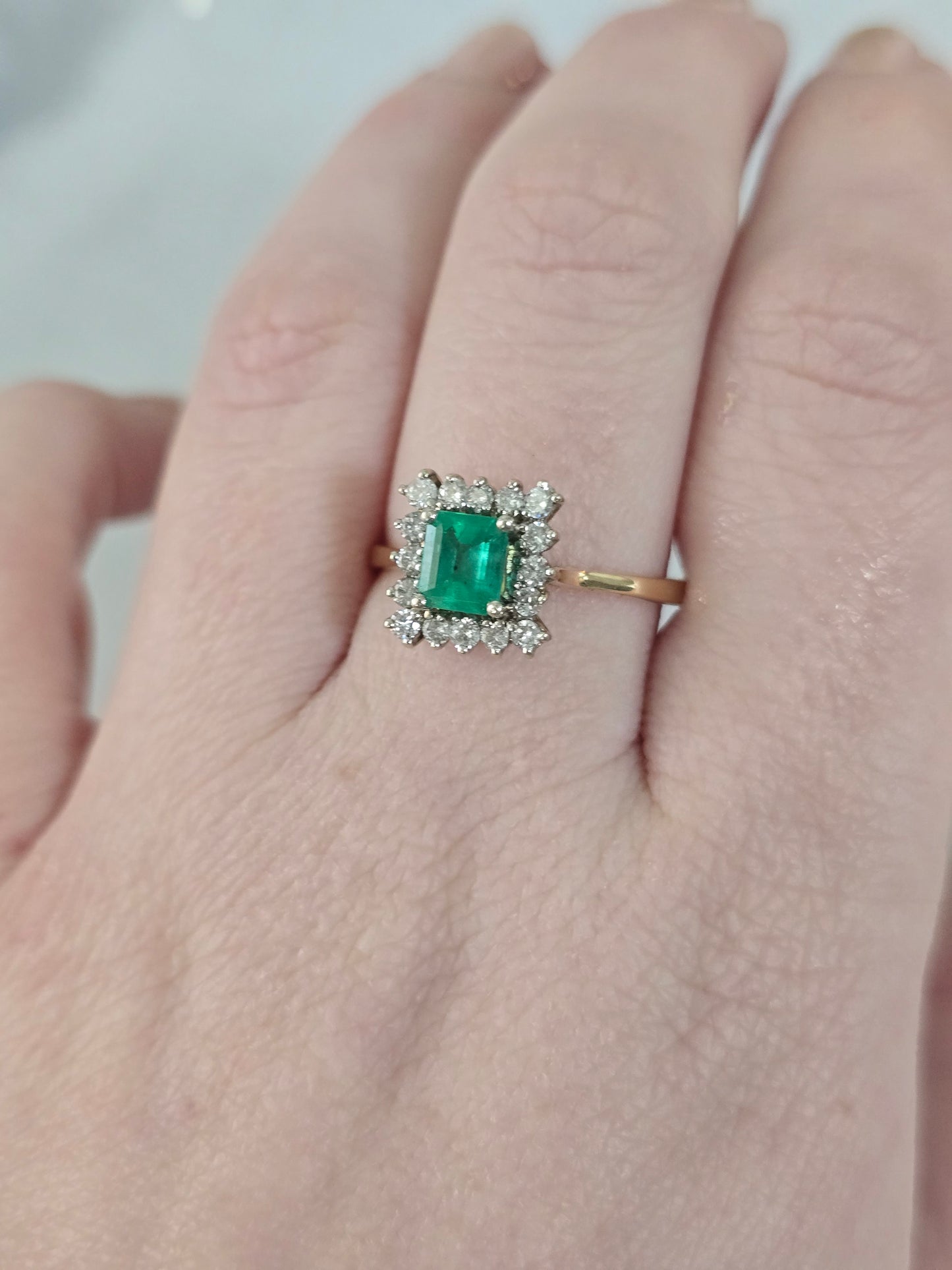 14k Yellow Gold Emerald and Diamond Ring