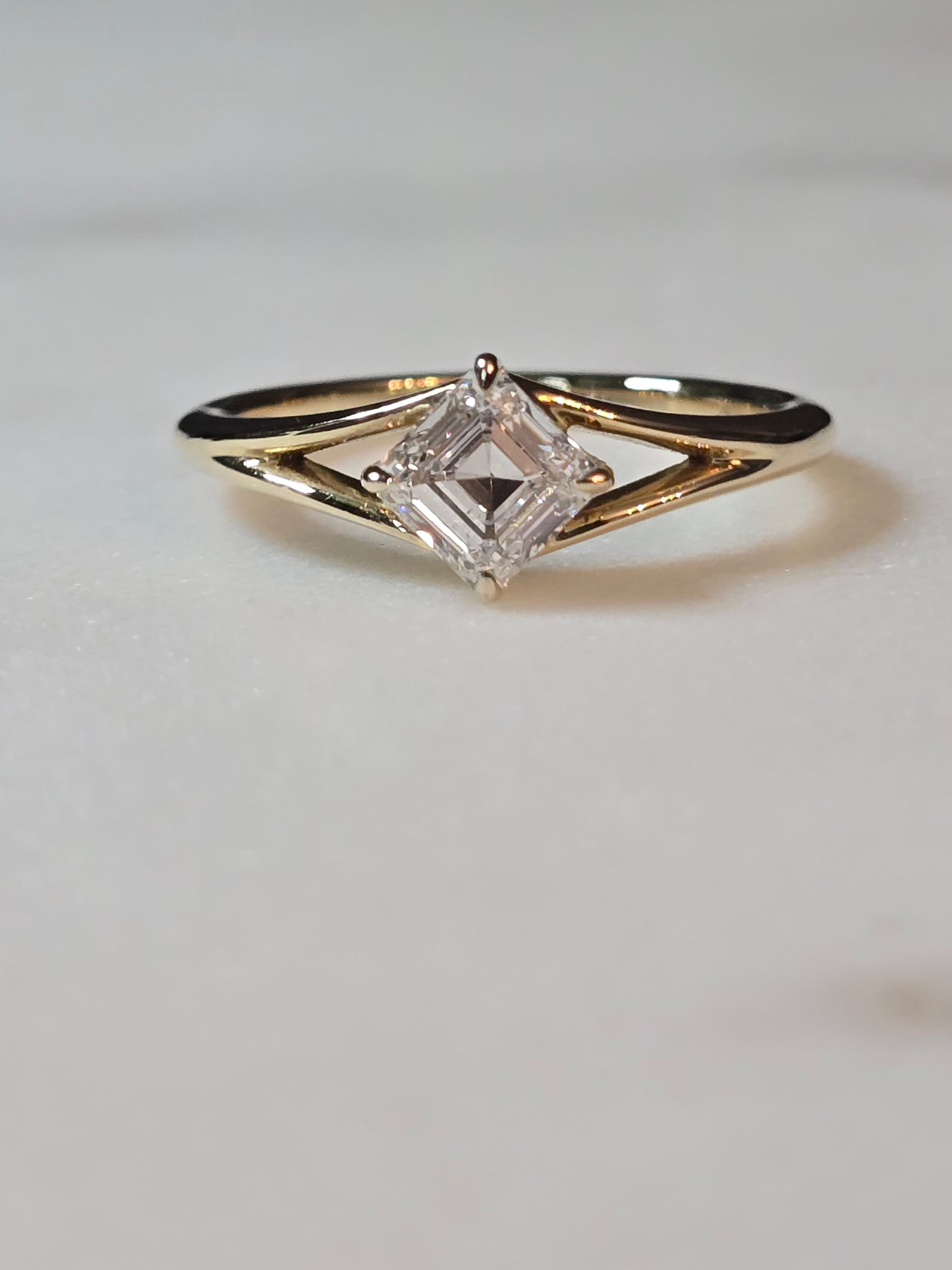 10k Yellow Gold 1ct Asscher Lab Diamond Ring