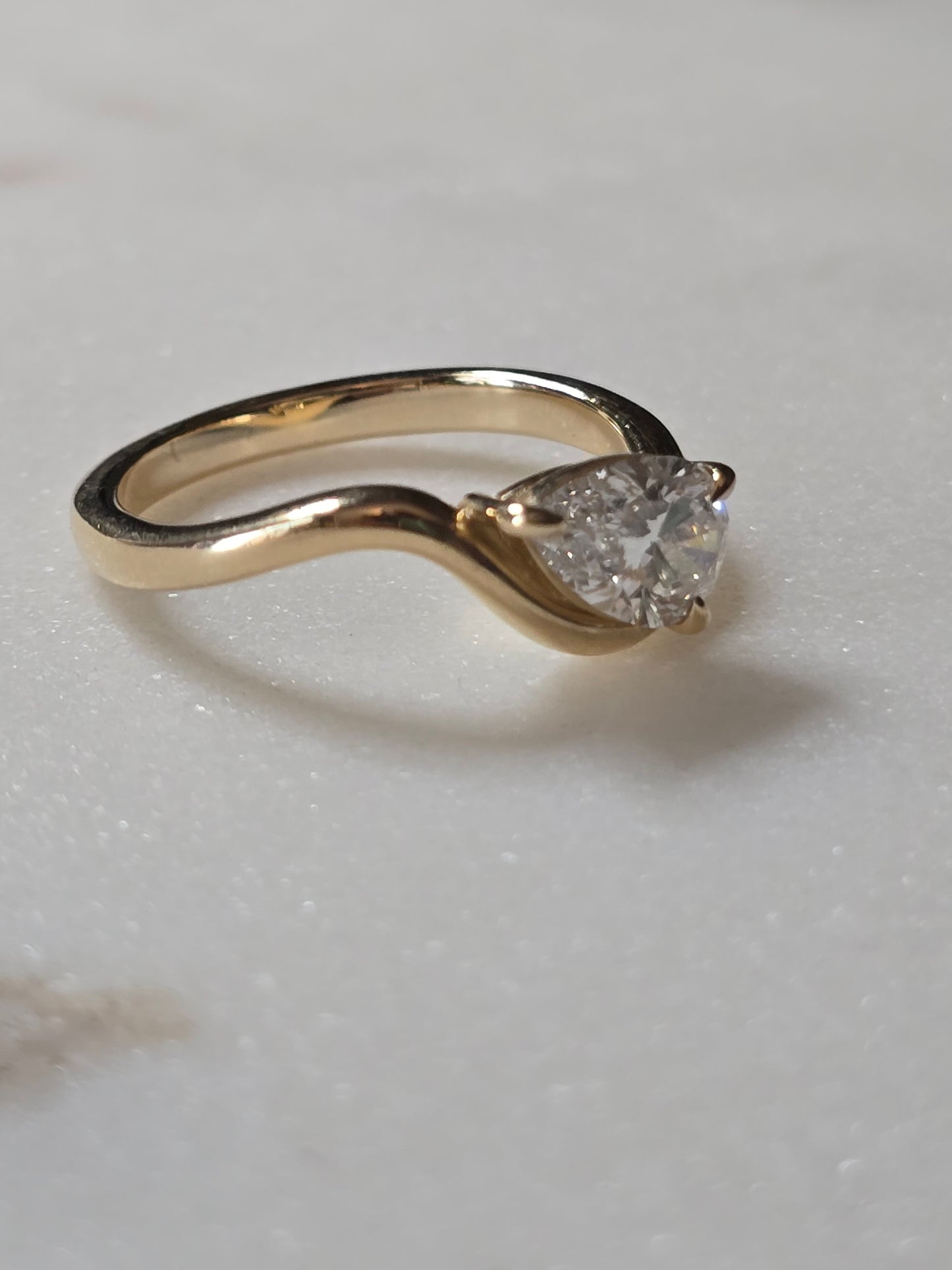 10k 1ct Pear Cut Lab Diamond Ring