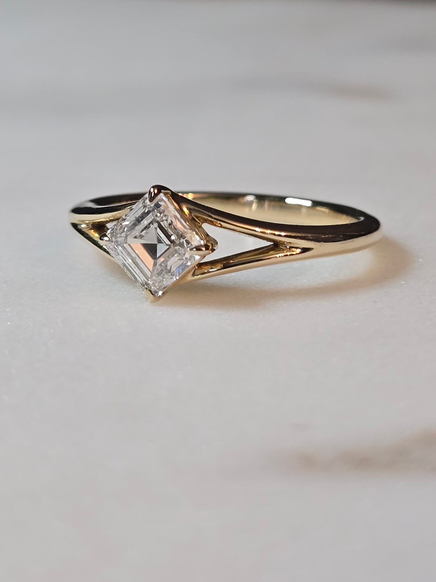 10k Yellow Gold 1ct Asscher Lab Diamond Ring