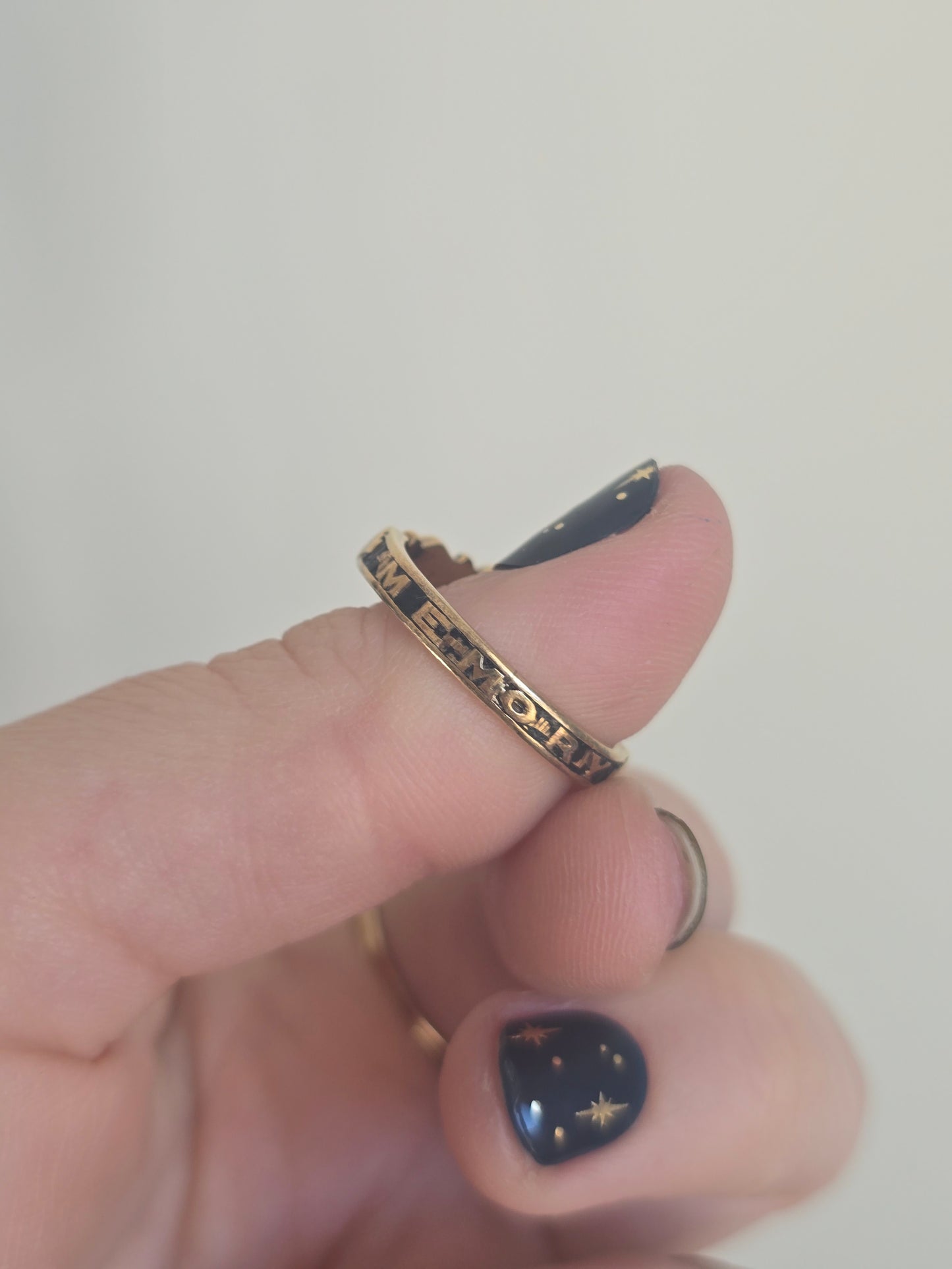 Antique Diamond and Enamel Mourning Ring