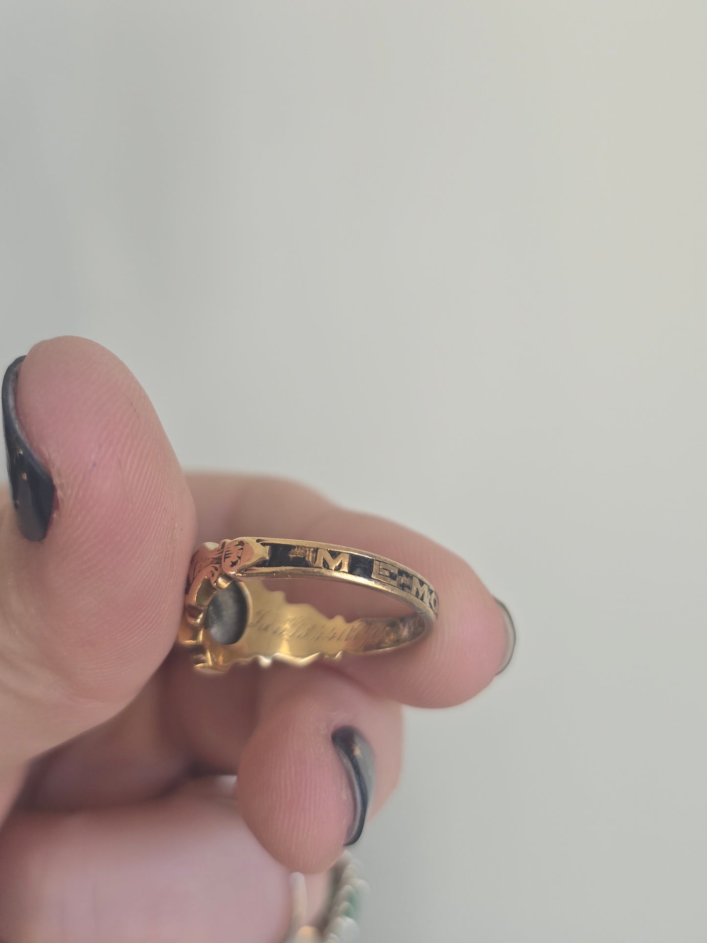 Antique Diamond and Enamel Mourning Ring