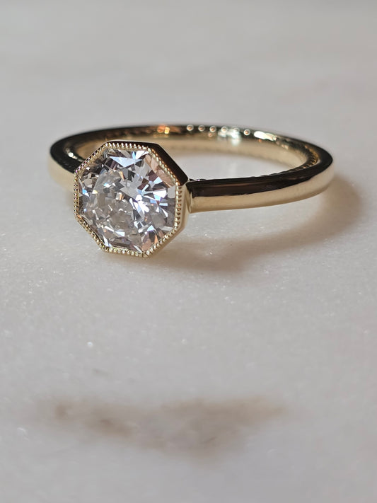 10k Yellow Gold 2ct Octagon Ring