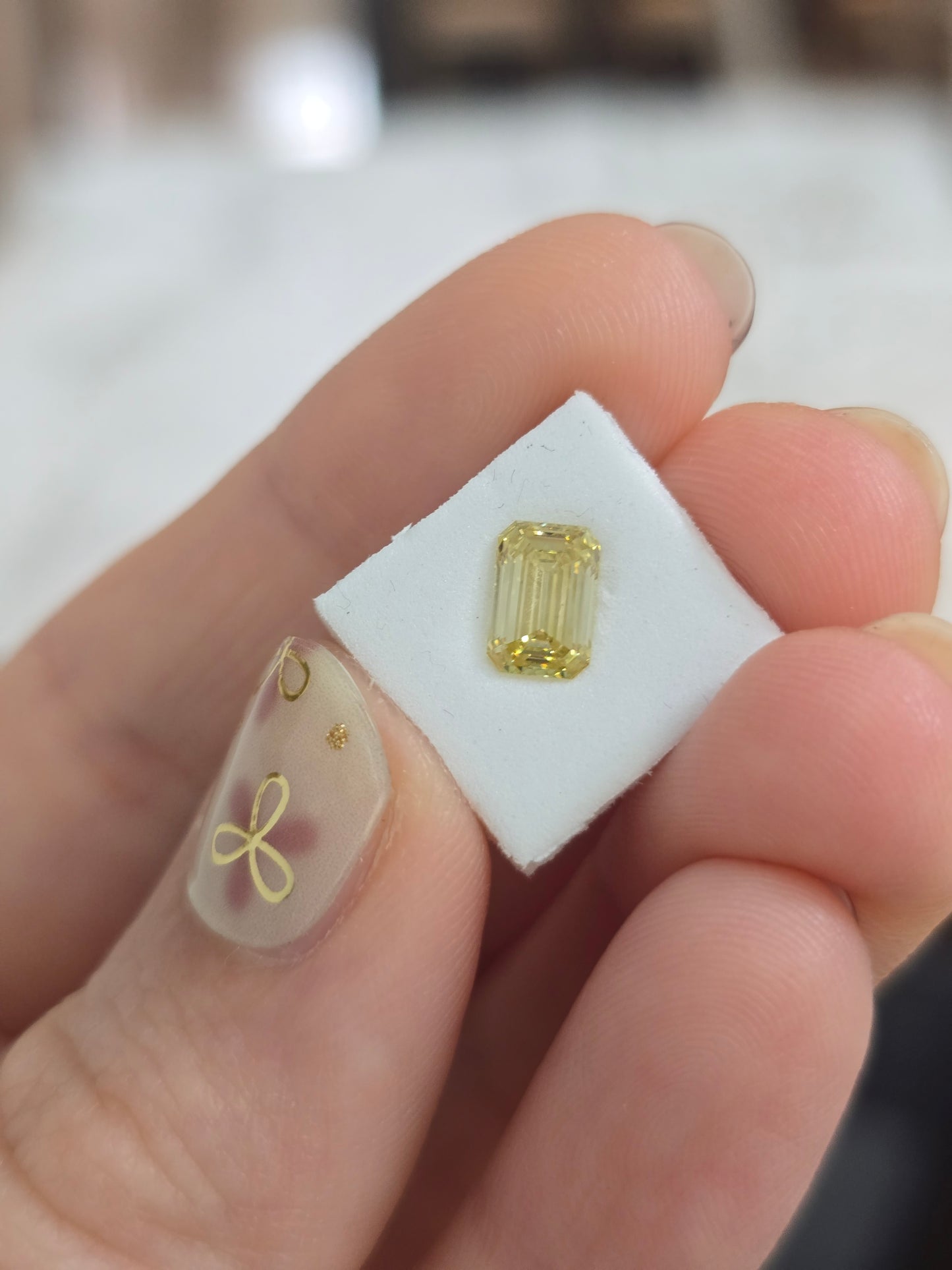 Loose 1.03 CT Emerald Cut Lab Grown Fancy Intense Yellow Diamond with IGI Report