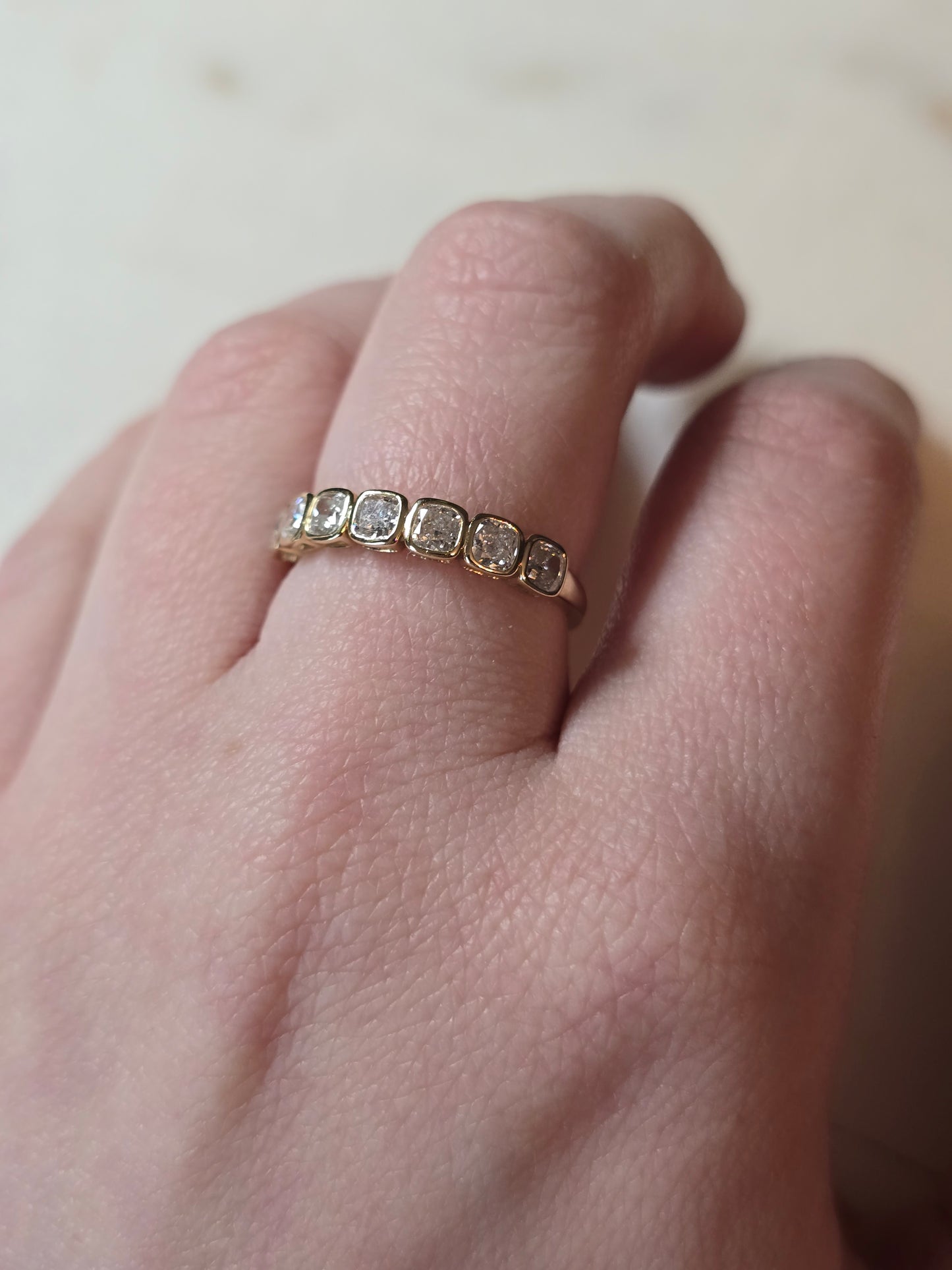 14k 1ct Lab Diamond Cushion Bezel Band