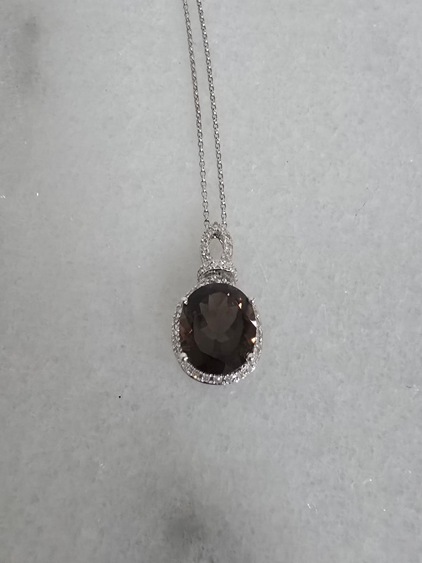 14K Smoky Quartz and Diamond Necklace