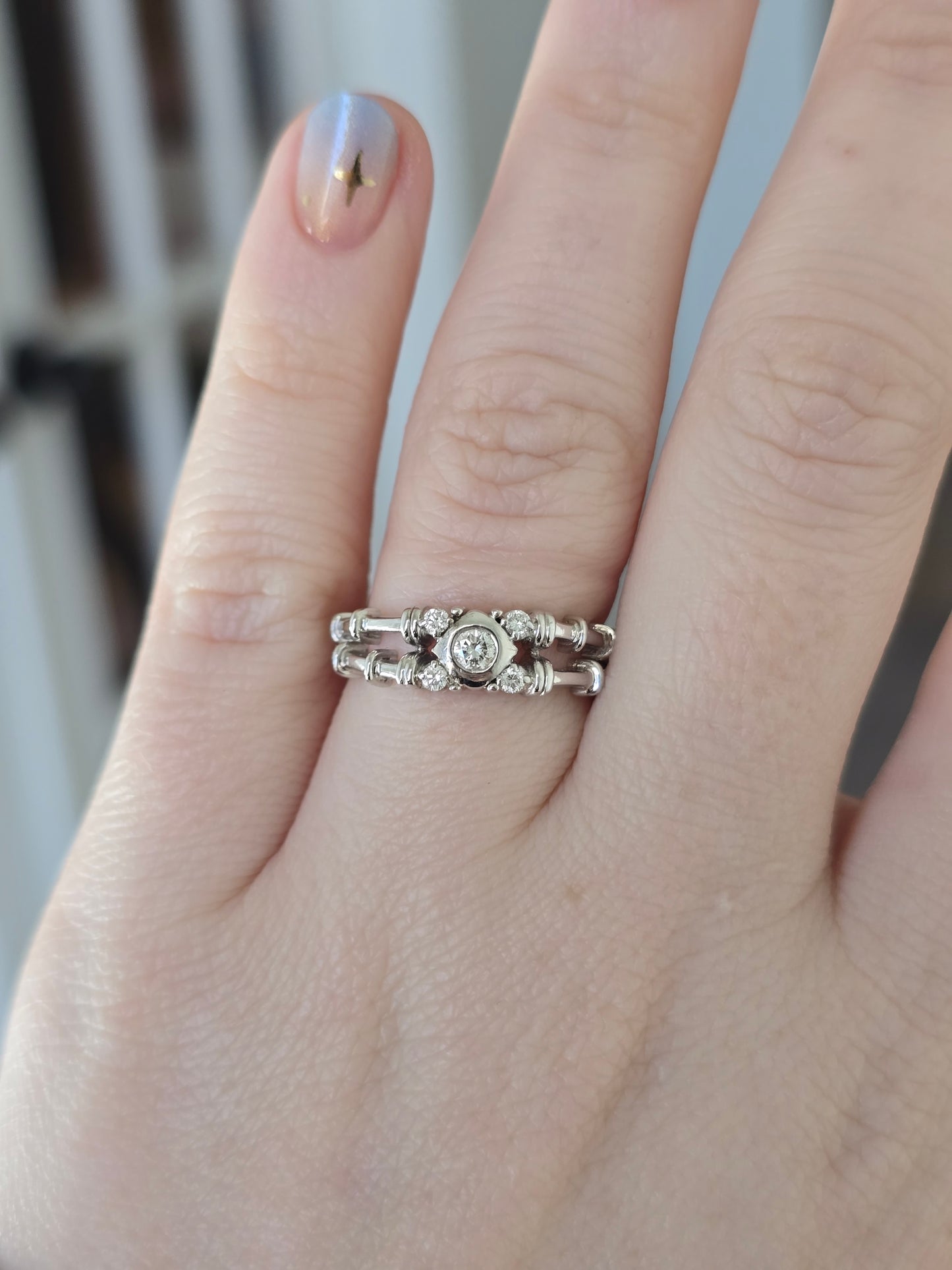 18k White Gold Bamboo Ring