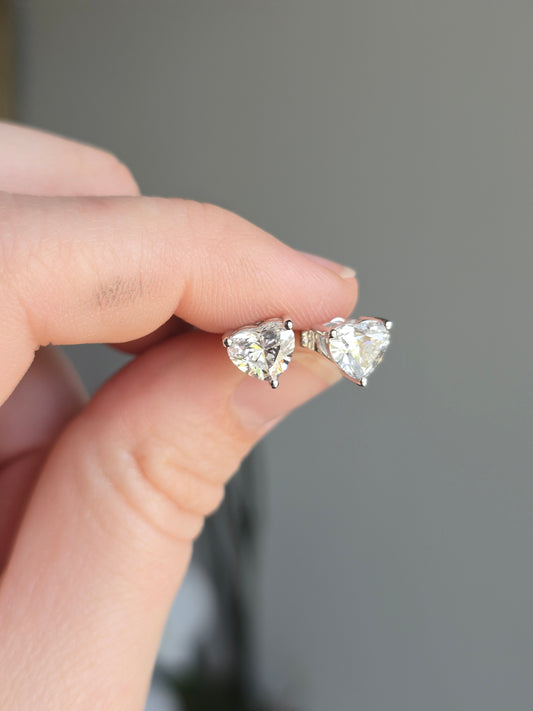 14K 2.00 CTW Lab Grown Heart Diamond Earrings