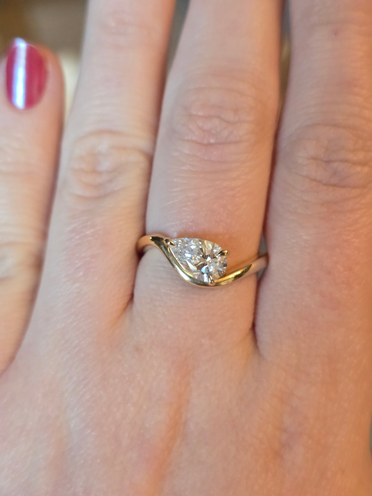 10k 1ct Pear Cut Lab Diamond Ring