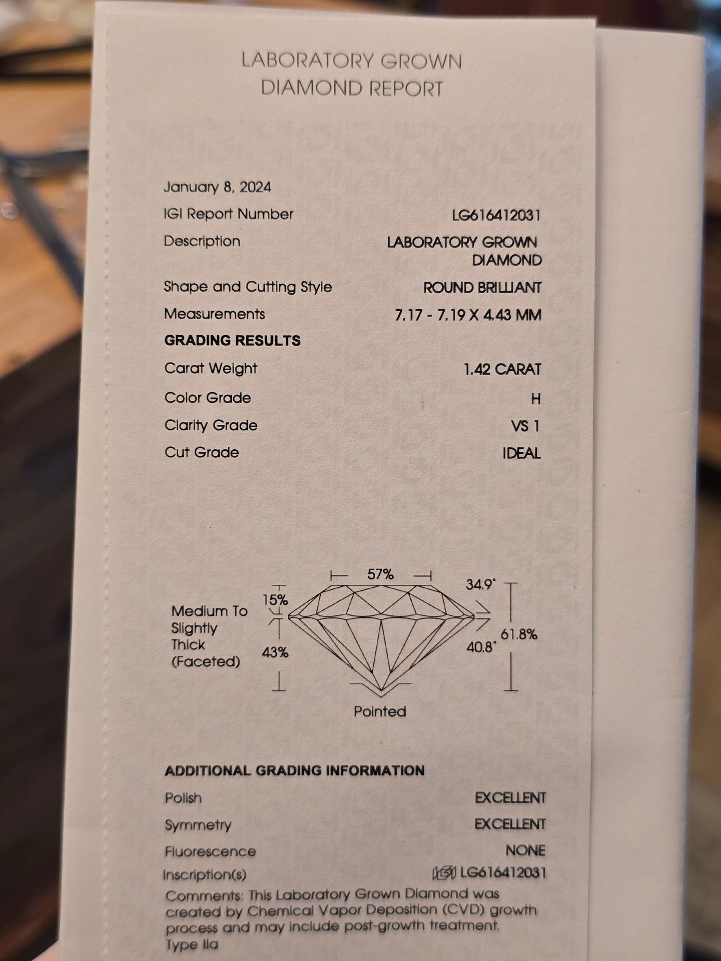 14k White Gold 2.67ct Lab Diamond Ring