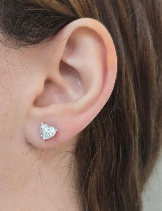 14K 2.00 CTW Lab Grown Heart Diamond Earrings