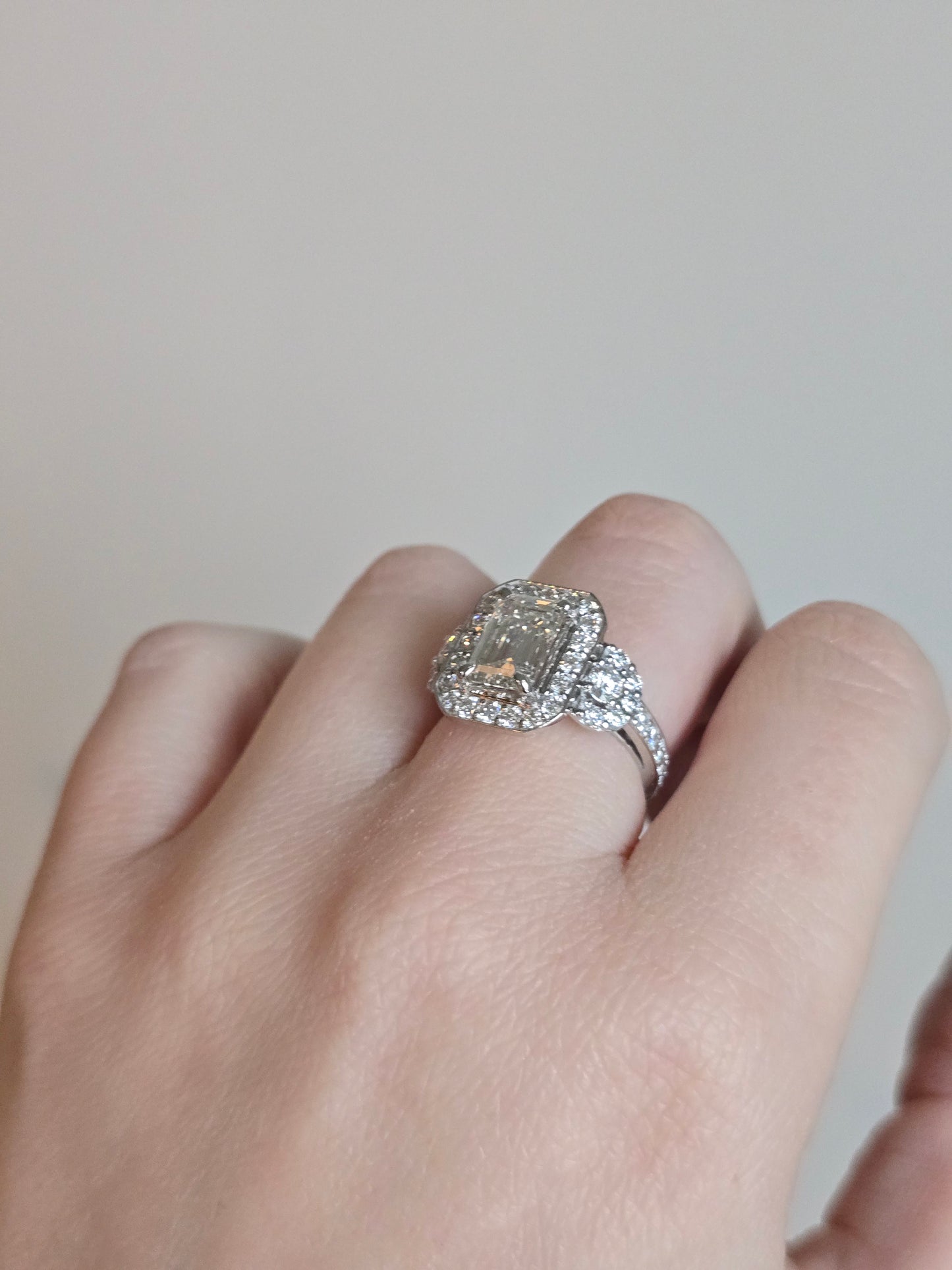 14kt White Gold 4.01ct Emerald Cut Lab Diamond Ring