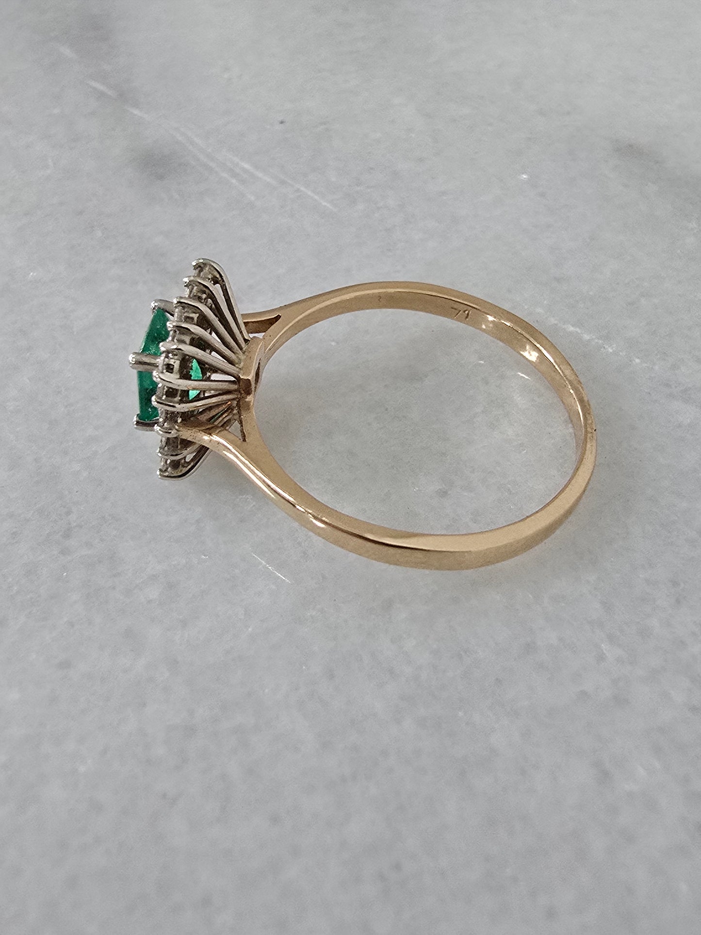 14k Yellow Gold Emerald and Diamond Ring